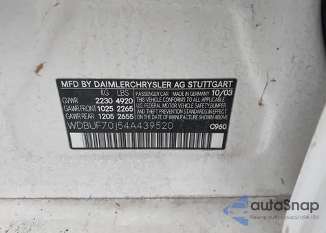 2004 Mercedes-Benz E 500 из США, поврежденный, VIN WDBUF70J54A439520